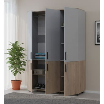 Skříň na oblečení Doros Thorn Cremona Cannolo/Šedá 3 DTD tyč 135х51.6х200 (44900503)