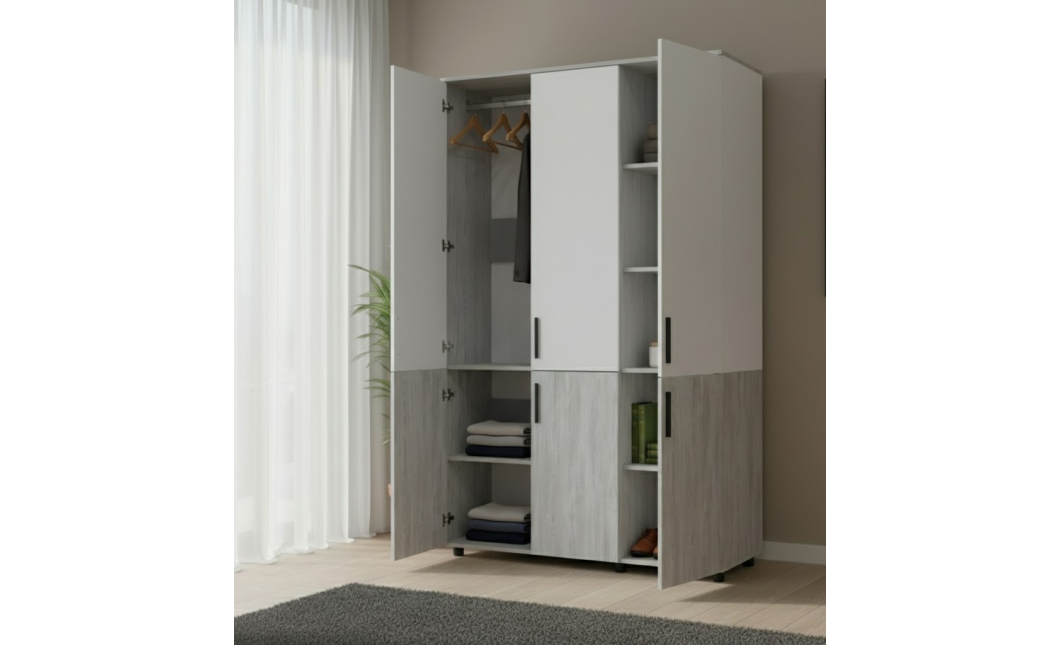 Skříň na oblečení Doros Thorn Borovice Natti/Šedá 3 DTD tyč 135х51.6х200 (44900511)