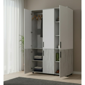 Skříň na oblečení Doros Thorn Borovice Natti/Šedá 3 DTD tyč 135х51.6х200 (44900511)