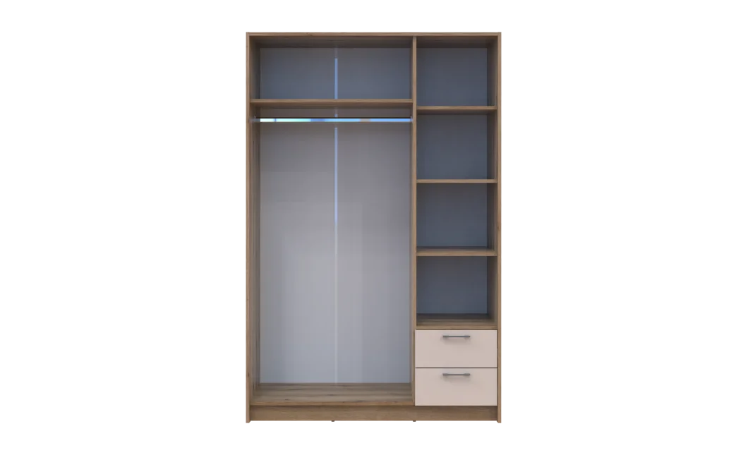 Šatní skříň Rondy se zrcadlem Dub Artisan/Kašmír 3 dveře 121x52x195 (80737817)
