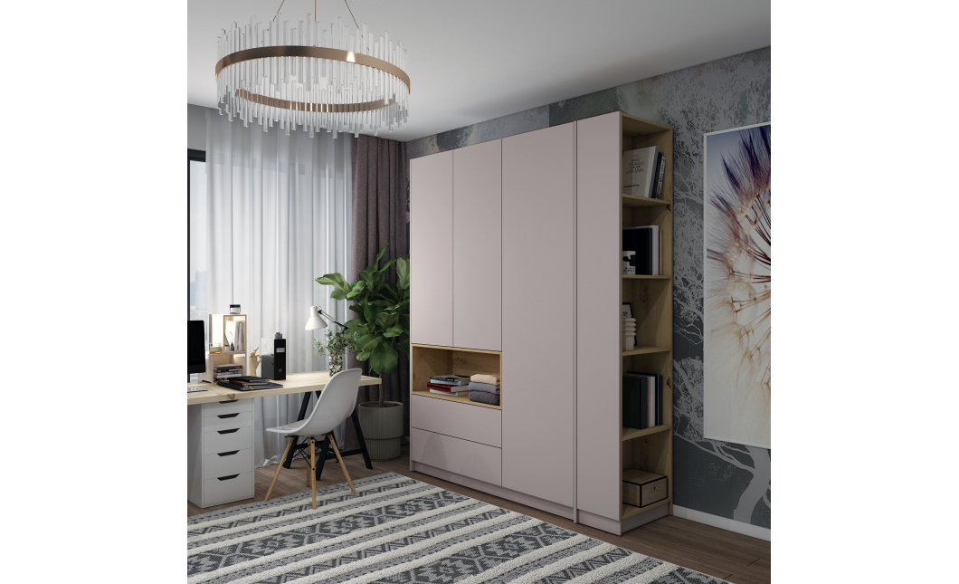 Šatní skříň s výklenkem a regálem Doros Dale Kašmír/Dub Artisan 3 dveře 178×52×220 (44900338)