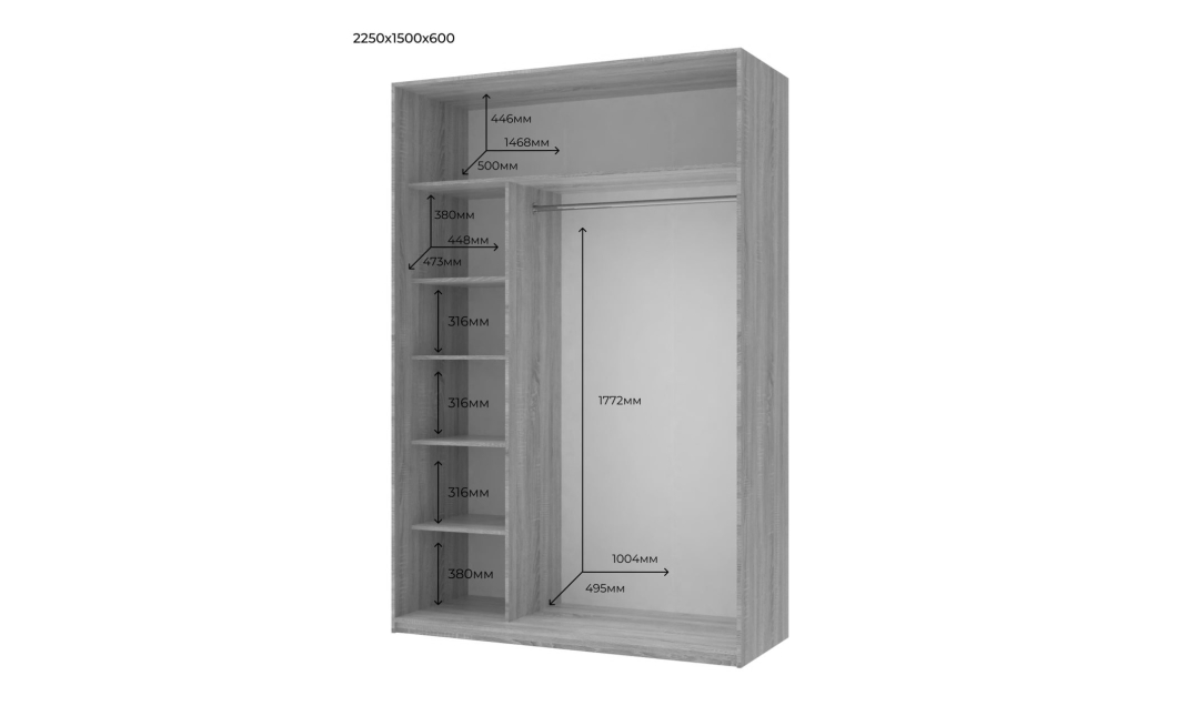 Šatní skříň s posuvnými dveřmi Doros City Light Kašmír 1 dveře / 1 zrcadlo 150×60×225 (80736353)