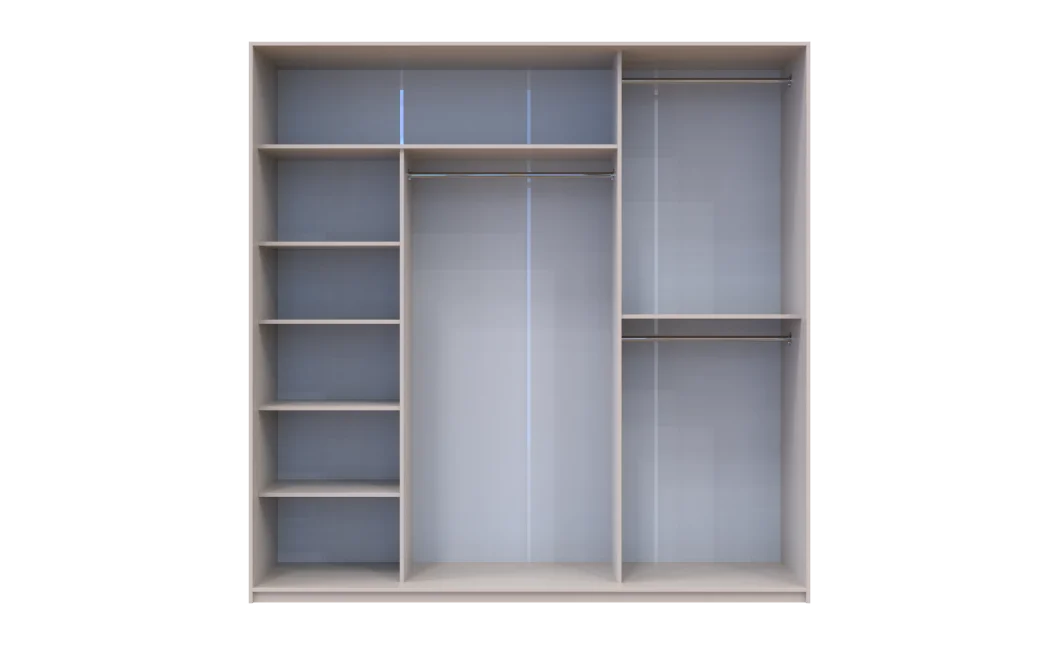 Šatní skříň s posuvnými dveřmi Doros City Light Kašmír 1 dveře / 2 zrcadla 225×60×225 (80736380)