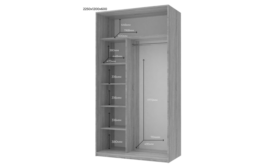 Šatní skříň s posuvnými dveřmi Doros City Light Kašmír 2 zrcadla 120×60×225 (80736341)