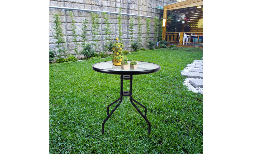 Sada zahradního nábytku ISLAND + SOFIA: kulatý stůl 60 cm a 2 židle, černé (10070024)