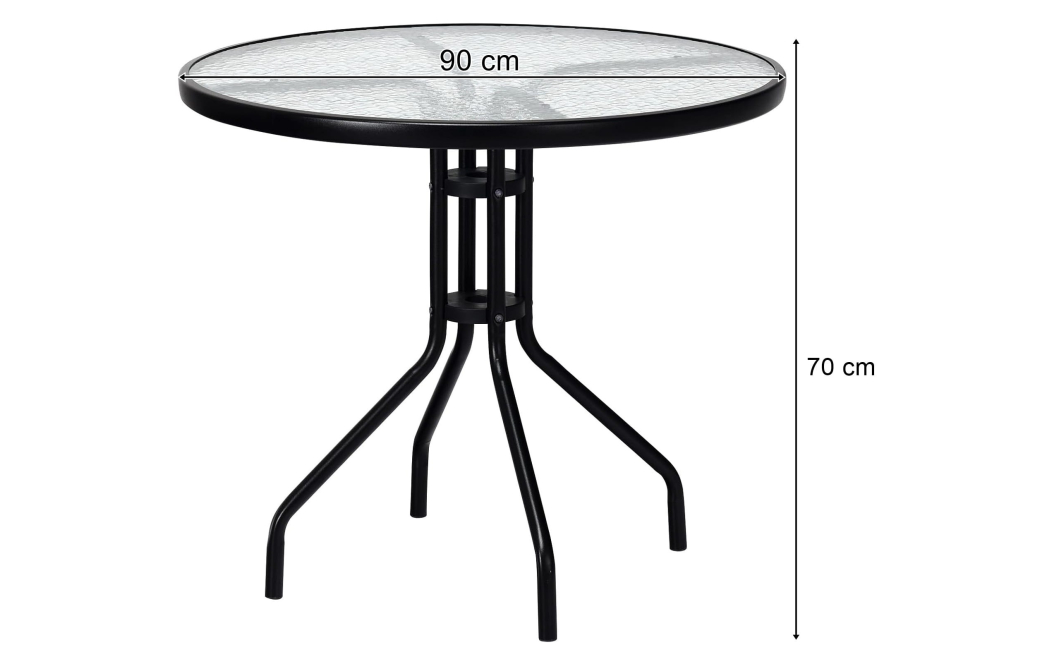 Sada zahradního nábytku ISLAND + SOFIA: kulatý stůl 90 cm a 4 židle, černé (10070012)