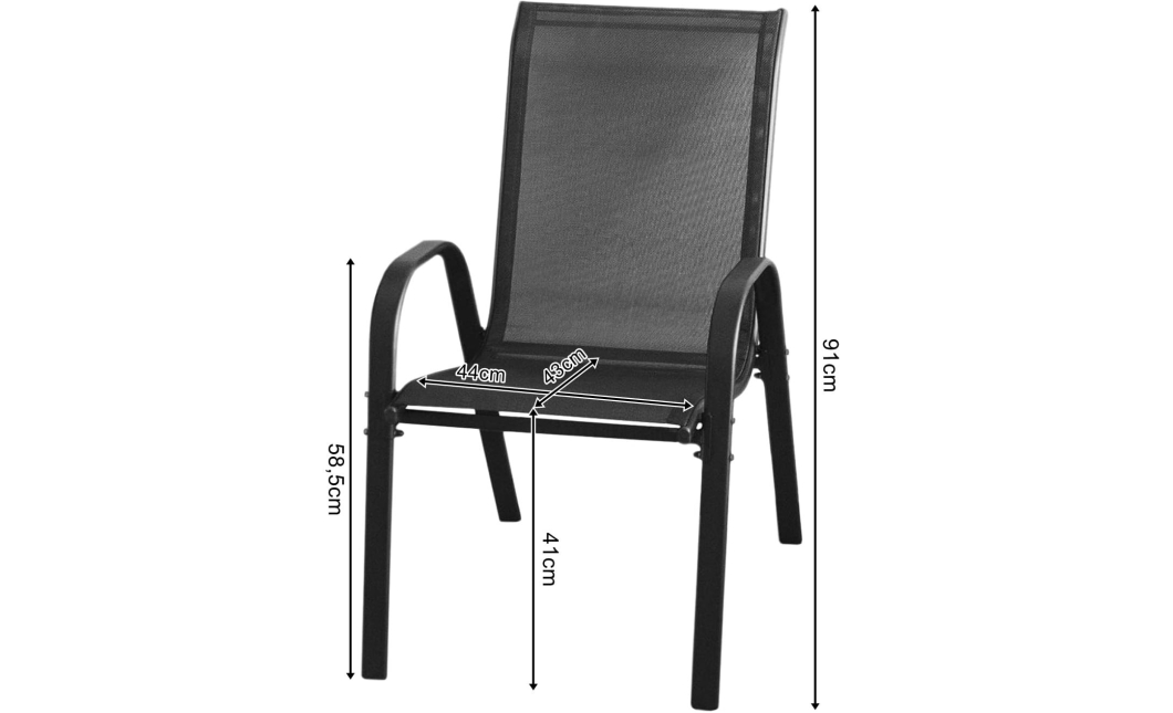 Sada zahradního nábytku ISLAND + SOFIA: kulatý stůl 90 cm a 4 židle, černé (10070012)