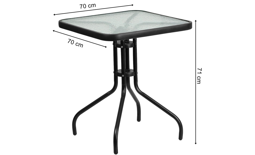 Sada zahradního nábytku ISLAND + SOFIA: čtvercový stůl 70 cm a 4 židle, černé (10070018)